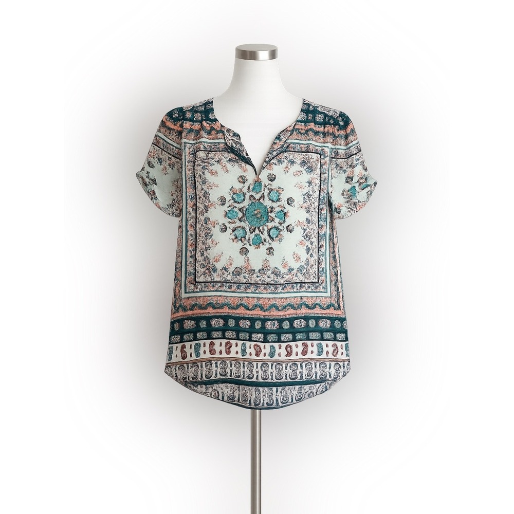 NWOT Boho Paisley Medallion Print Flowy Tunic Blouse S
